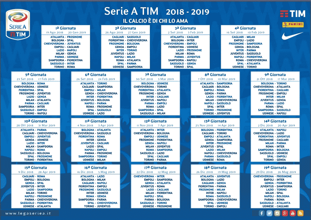 calendario serie A 2018-2019