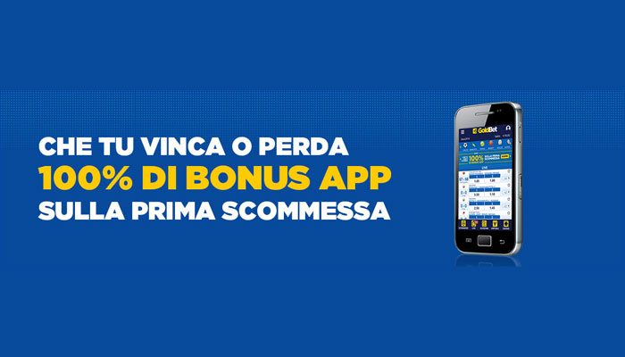 Nuovo bonus app per Goldbet fino a 10 euro