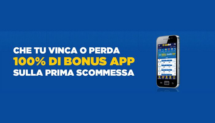 Nuovo bonus app per Goldbet fino a 10 euro