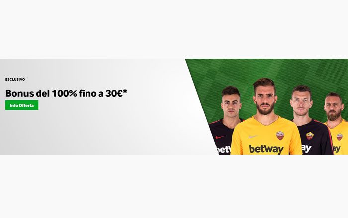 In esclusiva assoluta nuovo Bonus Betway da 30 euro subito!