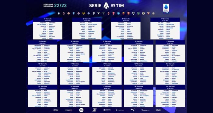 Ufficializzato il calendario Serie A 2022-23