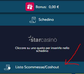 cash out star casino bet